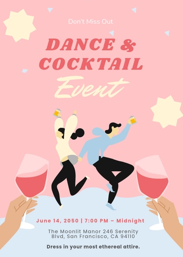 Aesthetic Dance and Cocktail Event Invitation Template - Edit Online & Download