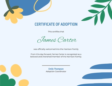 Professional Adoption Ceremony Certificate Template - Edit Online & Download