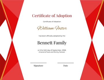 Red and White Adoption Certificate Template - Edit Online & Download