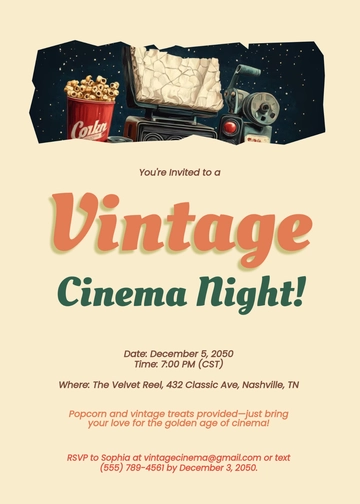 Retro Style Movie Night Invitation Design Template - Edit Online & Download