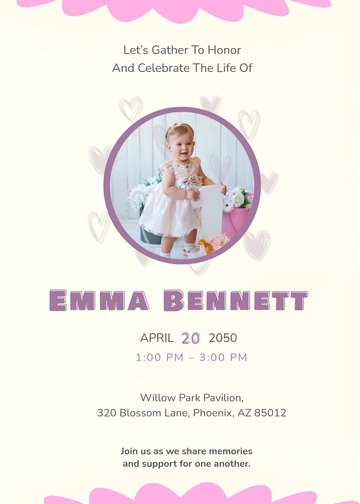 Baby Celebration of Life Invitation Template - Edit Online & Download