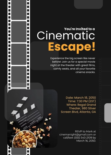 Professional Cinema Movie Night Invitation Template - Edit Online & Download