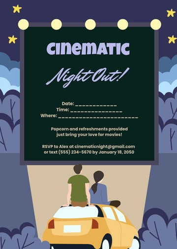 Blank Film Movie Night Invitation Template - Edit Online & Download