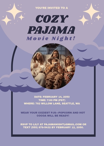 Pajama Movie Night Invitation Template - Edit Online & Download