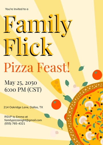 Family Movie Pizza Night Invitation Template - Edit Online & Download
