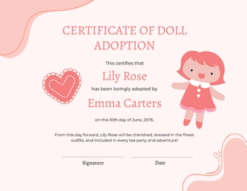 Fake Adoption Certificate for Doll Template - Edit Online & Download