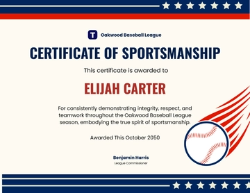 Baseball Sportsmanship Certificate Template - Edit Online & Download