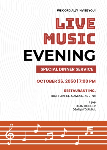 Restaurant Live Music Invitation Template - Edit Online & Download