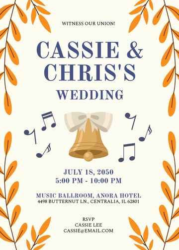 Simple Music-Inspired Wedding Invitation Template - Edit Online & Download