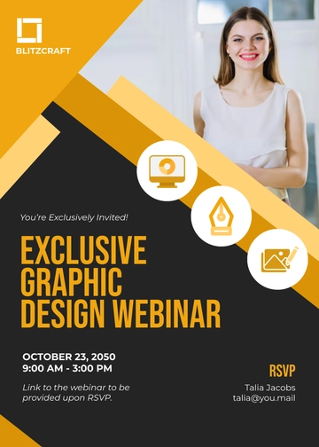 Orange and Black Exclusive Webinar Invitation Template - Edit Online & Download