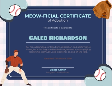 Free Baseball Season Awardee Certificate Template to Edit Online