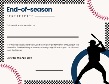 Blank End-of-Season Baseball Certificate Template - Download | Template.net