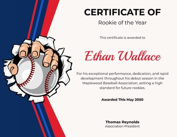 Baseball Rookie-of-the-Year Certificate Template - Download | Template.net