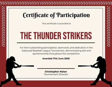 Baseball Tournament Certificate Template - Edit Online & Download