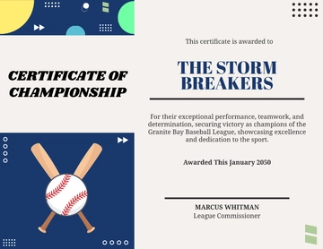 Modern Baseball Championship Certificate Template - Download | Template.net