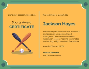 Baseball Sports Award Certificate Template - Edit Online & Download