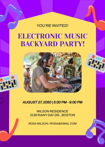 Purple Electronic Music Night Invitation Template - Edit Online & Download