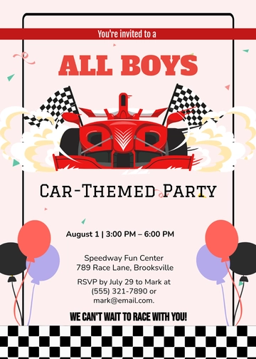 Car-Themed Invitation Template for Boys - Edit Online & Download
