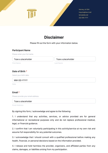 Disclaimer Template - Edit Online & Download