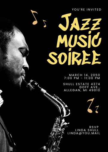 Black Light Jazz Music Invitation Template - Edit Online & Download