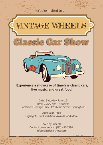 Classic Car Invitation Template - Edit Online & Download