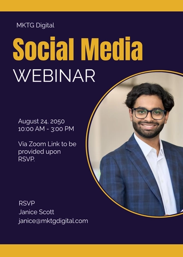 Professional Social Media Webinar Invitation Template - Edit Online & Download