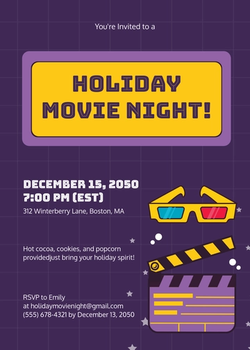 DIY Holiday Movie Night Invitation Template - Edit Online & Download