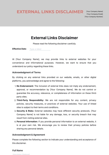 External Links Disclaimer Template - Edit Online & Download
