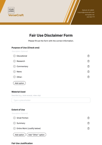 Fair Use Disclaimer Template - Edit Online & Download