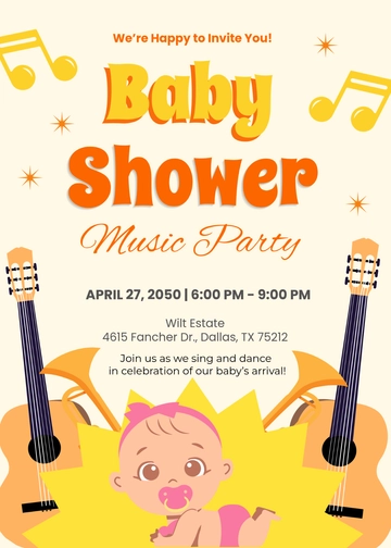 Baby Shower Music Invitation Template - Edit Online & Download