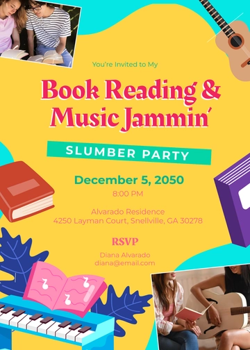Creative Book and Music Invitation Template - Edit Online & Download