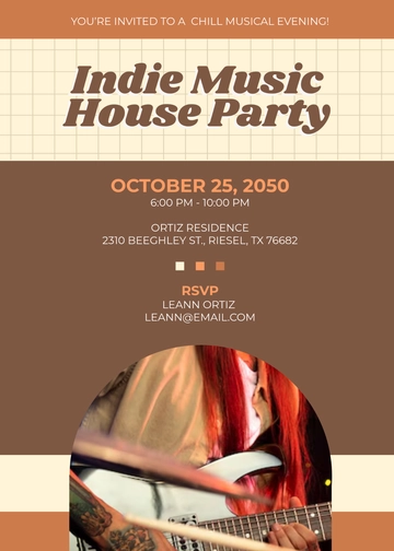 Brown Indie Music Invitation Template - Edit Online & Download