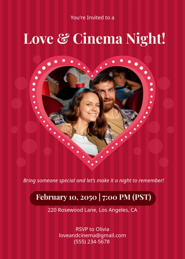 Romantic Movie Night Invitation Template - Edit Online & Download