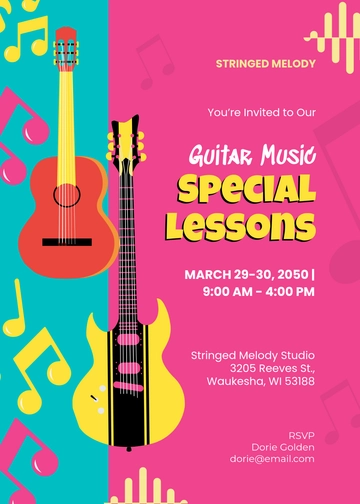 Guitar Music Lesson Invitation Template - Edit Online & Download