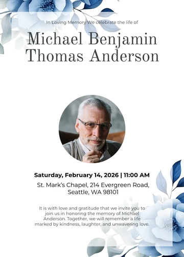 Obituary Celebration of Life Invitation Template - Edit Online & Download
