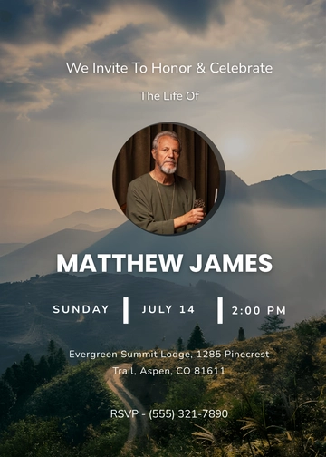 Mountain Celebration of Life Invitation Template - Edit Online & Download