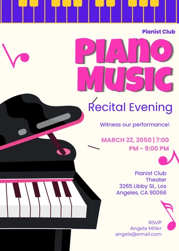 Professional Piano Music Recital Invitation Template - Edit Online & Download