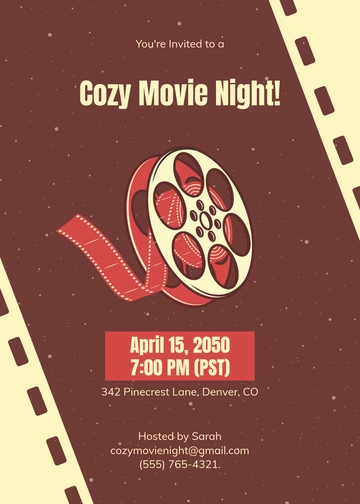 Cozy Movie Night Invitation Template - Edit Online & Download