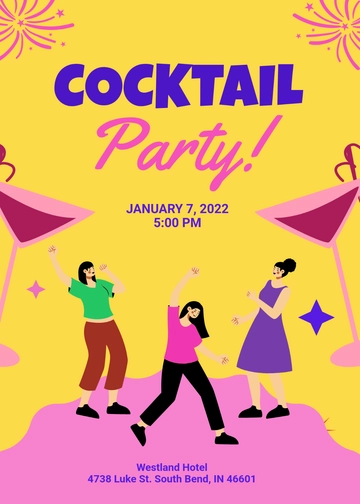 Cocktail Farewell Party Invitation Template - Edit Online & Download
