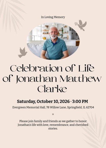 Free Simple Celebration of Life Invitation Card Template to Edit Online
