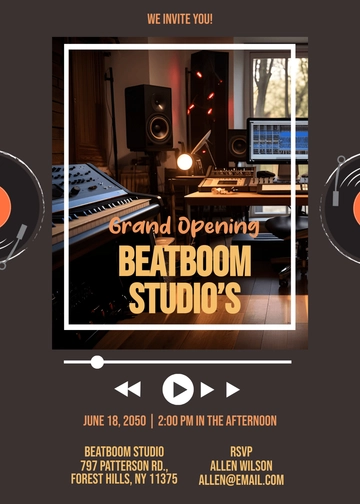 Music Studio Opening Invitation Template - Edit Online & Download