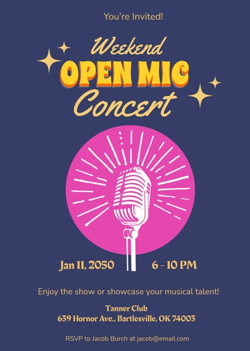 Open Mic Music Invitation Template - Edit Online & Download