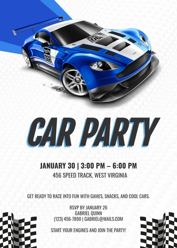 Blue Race Car Invitation Template - Edit Online & Download