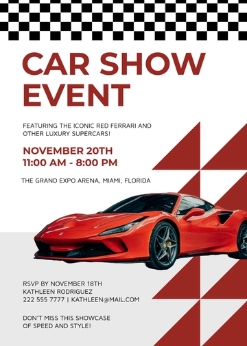 Red Ferrari Car Invitation Template - Edit Online & Download