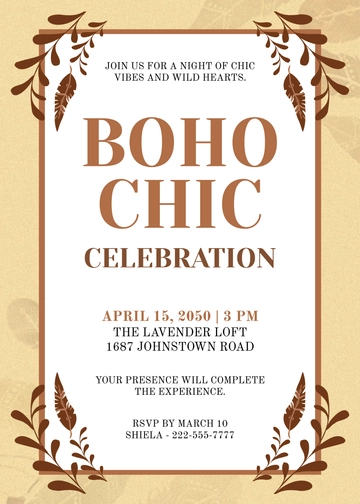 Boho Chic Invitation Template - Edit Online & Download