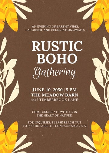 Rustic Style Boho Invitation Template - Edit Online & Download