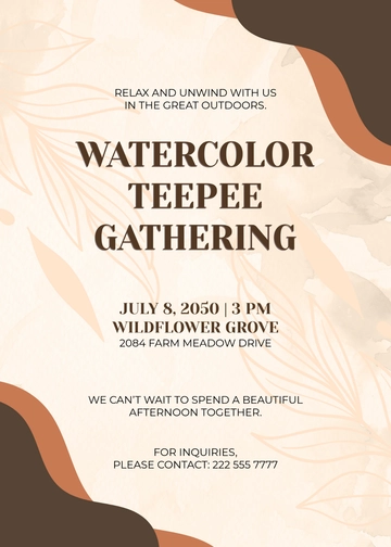 Watercolor Teepee Boho Invitation Template - Edit Online & Download