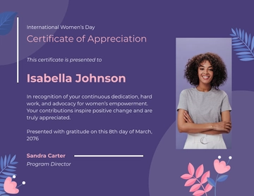 Women's Day Certificate Template - Edit Online & Download