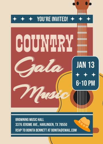 Aesthetic Country Music Invitation Template - Edit Online & Download