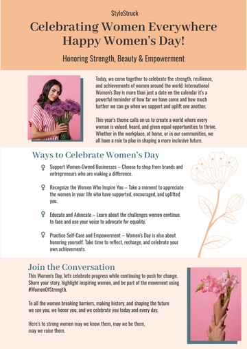 Women's Day Newsletter Template - Edit Online & Download